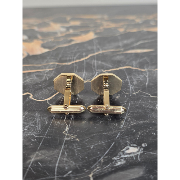 VTG Burberrys RARE Octagon Cufflinks - Blue Enamel & Gold Equestrian Knight - Picture 6 of 7